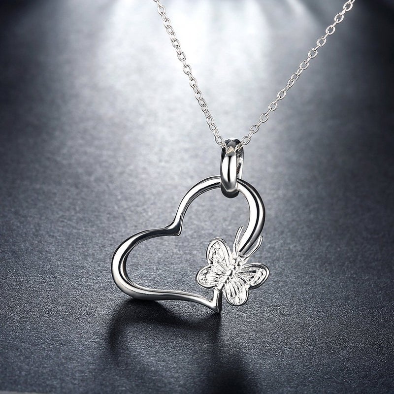 Cutesmile Fashion Jewelry 925 Sterling Silver Butterfly Love Heart Pendant Necklace for Women - Image 5